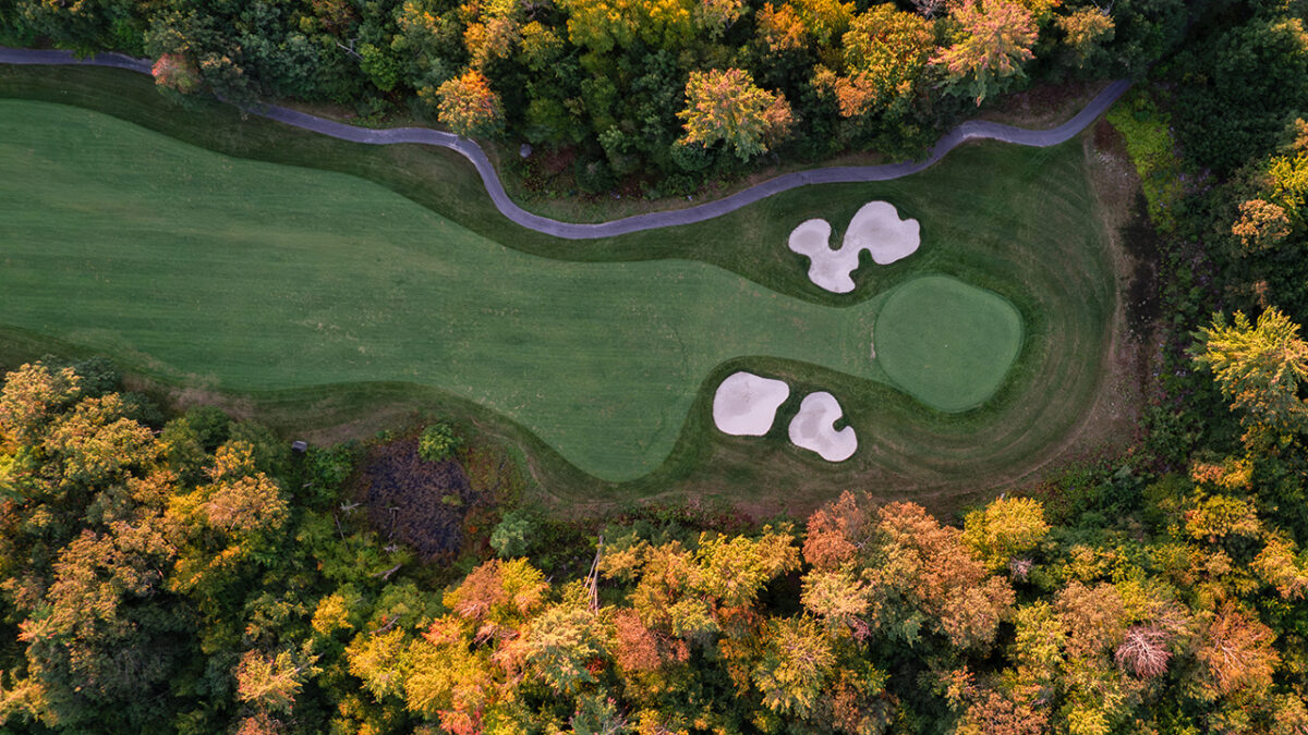 Birdseye view of golf course at Lake Winnipesaukee Golf Club.