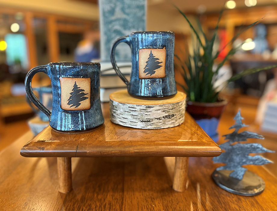 Image of handmade coffee mug with Lake Winnipesaukee Golf Club logo.