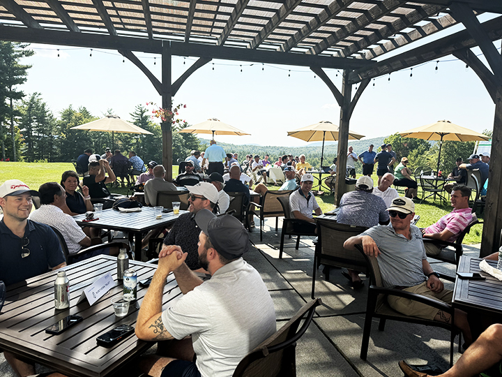 Golf outing on the outdoor patio at Lake Winnipesaukee Golf Club.